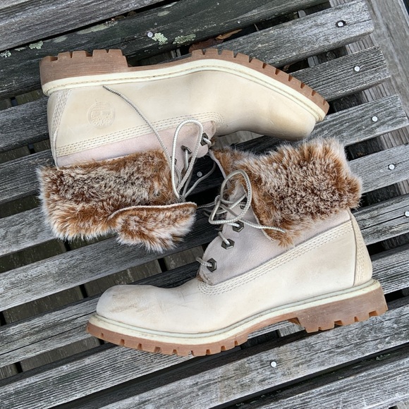 Timberland Faux Fur Fold Down Boots Size 7 - Picture 7 of 10